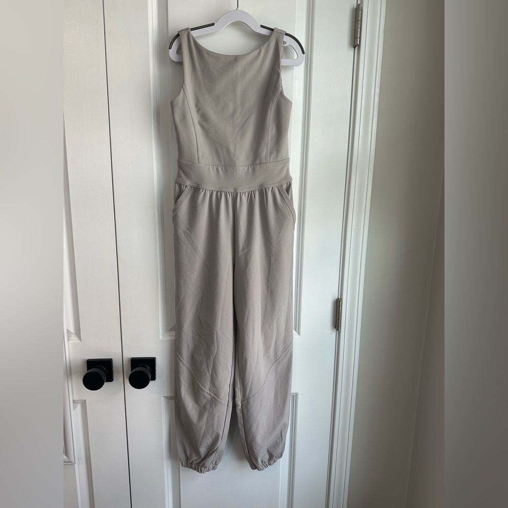 Abercrombie Kids Your Personal Best Mixed Fabric Jumpsuit Light Taupe (Sz 9/10)